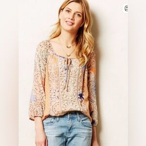 Anthropologie Meadow Rue Roselle Peasant Top